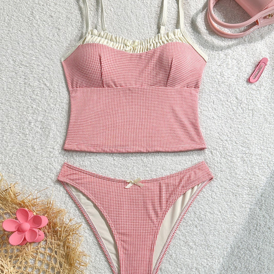 Women's Floral Vacation Swimsuit - Adult Bow Lace Backless Design
