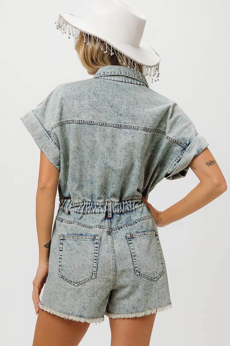 BiBi American Flag Washed Romper - Millivan supplies