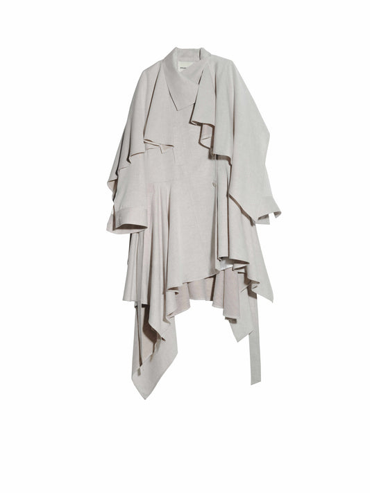 Light gray duster coat on a white background