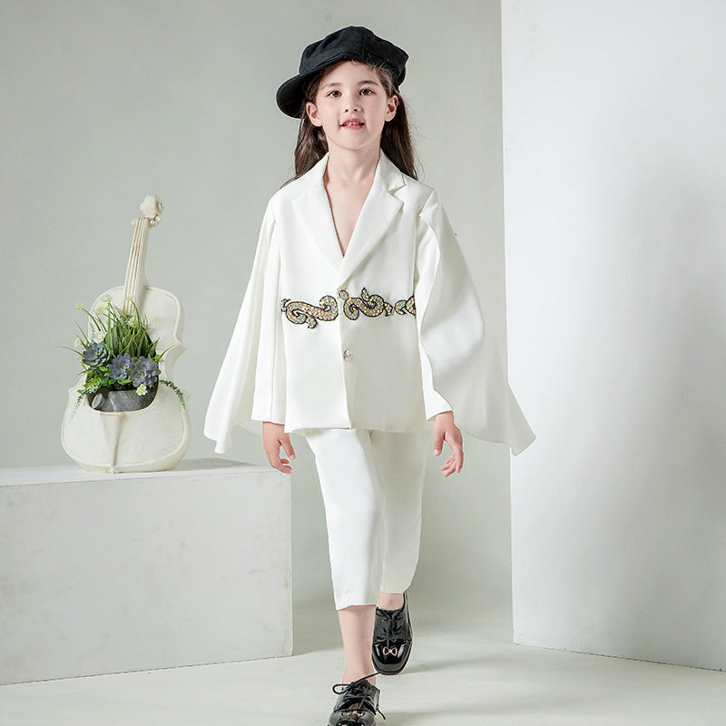 Children's Suit Dress Set - White
