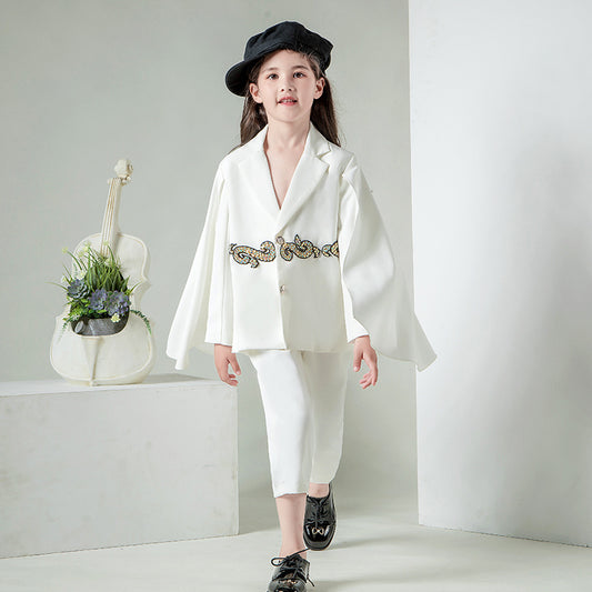 Children's Suit Dress Set - White
