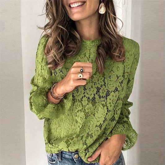 Hollow lace shirt womens clothing - Millivan supplies