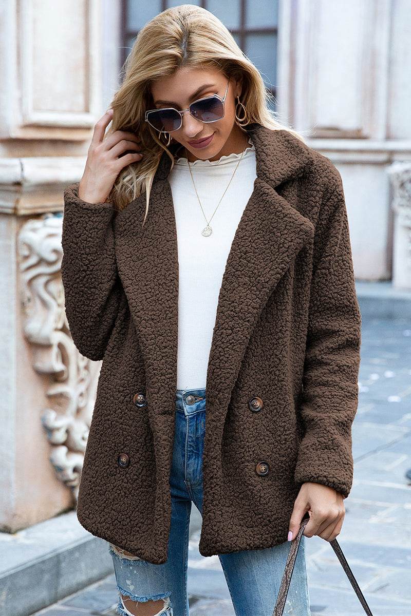 Ivy Lane Full Size Lapel Collar Sherpa Coat - Millivan supplies