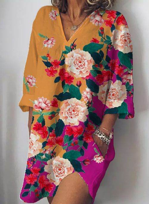 Autumn And Winter Printing Ninth-sleeve Dress - Millivan supplies