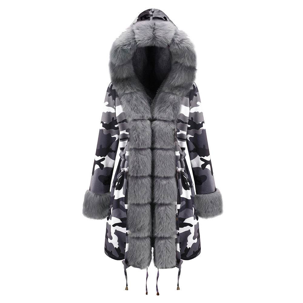Women's Cotton Jacket With Hooded Coat And Fur Collar - Millivan supplies