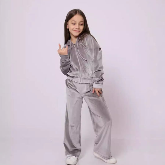 Girls' Sports Cap Velvet Casual Sweatshirt Two-piece Set