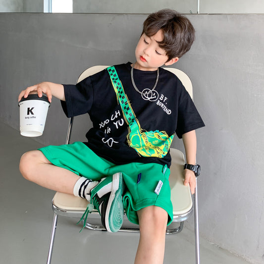 Boy's Short Sleeve Suit Children's Thin Korean Style Trendy