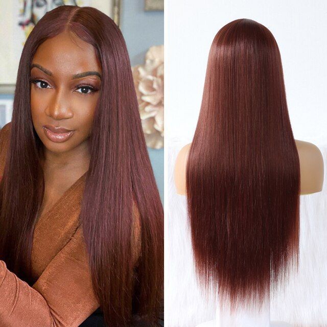 Premium Red Brown Human Hair Wig - 13x4 HD Transparent Lace Front