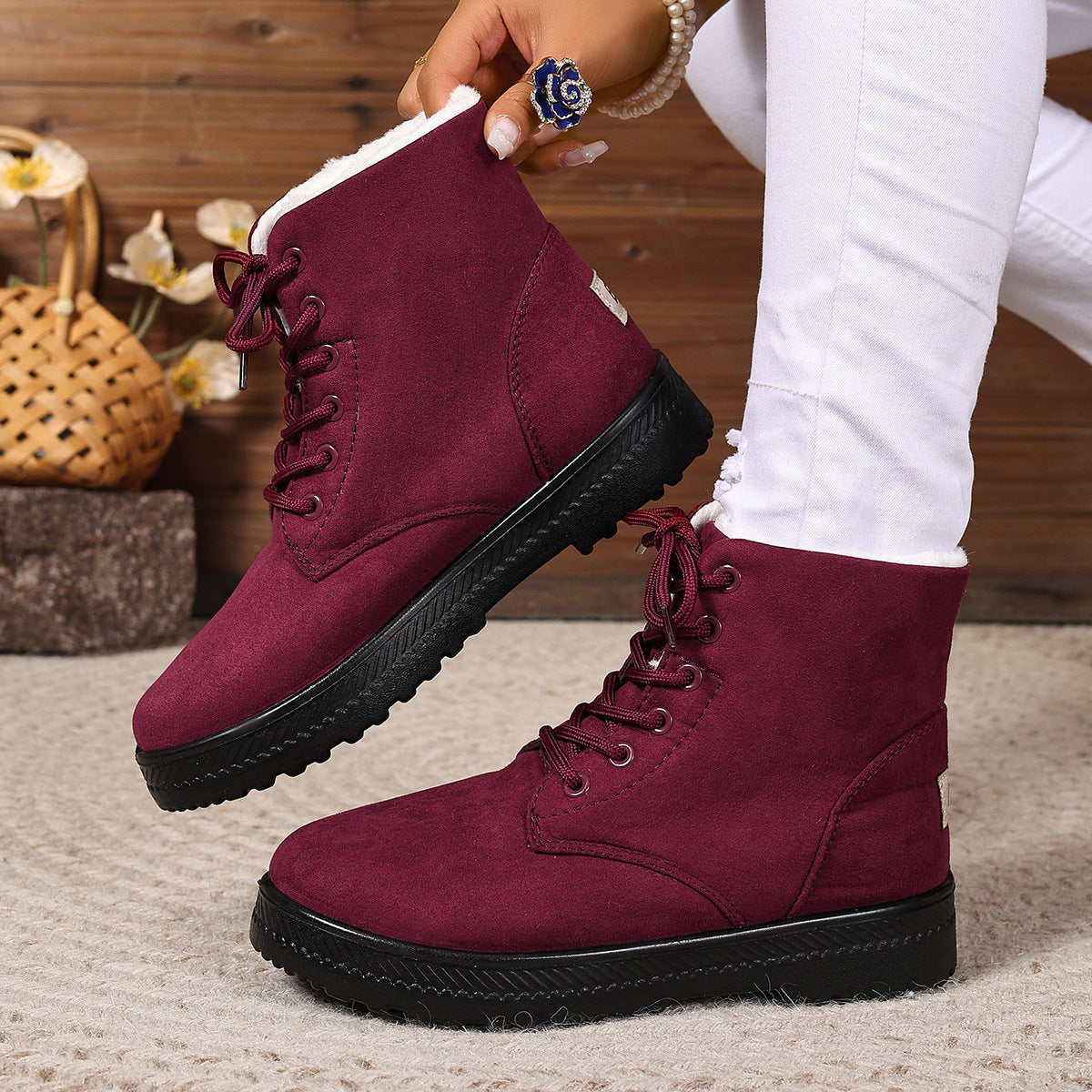 Women's Waterproof Snow Boots - High-Top Cotton-Padded Winter Boots