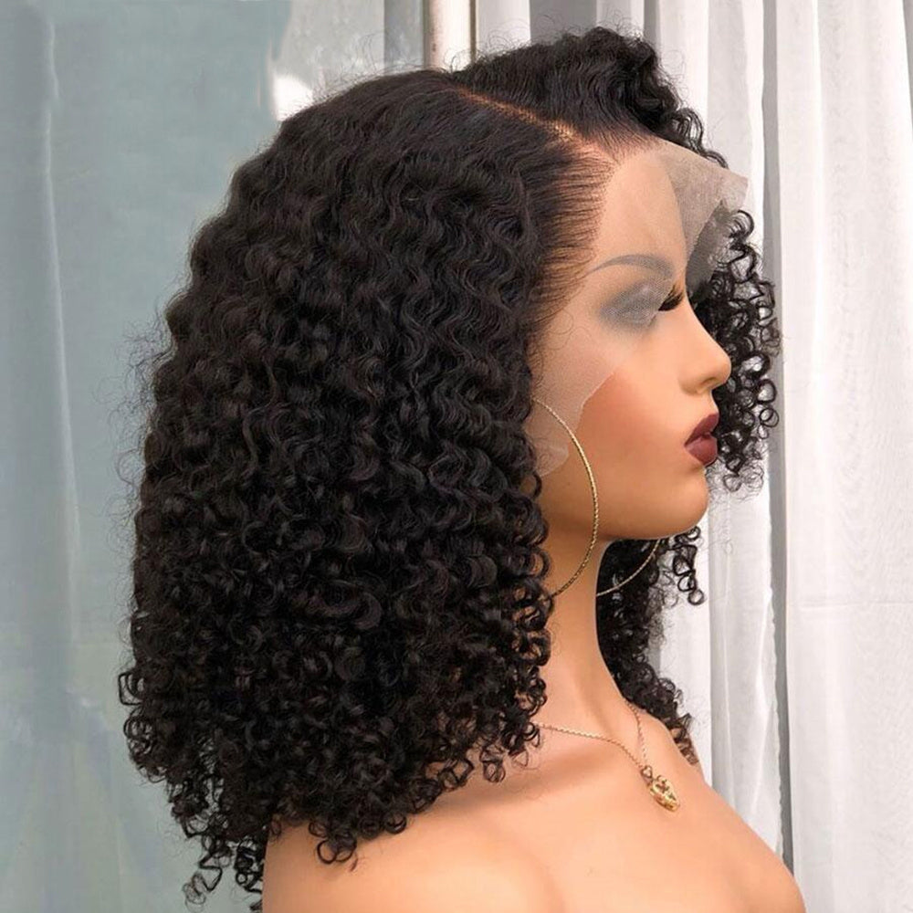 10A Short Brazilian Lace Front Bob Wig Human Hair - Premium Curly Bob Wig