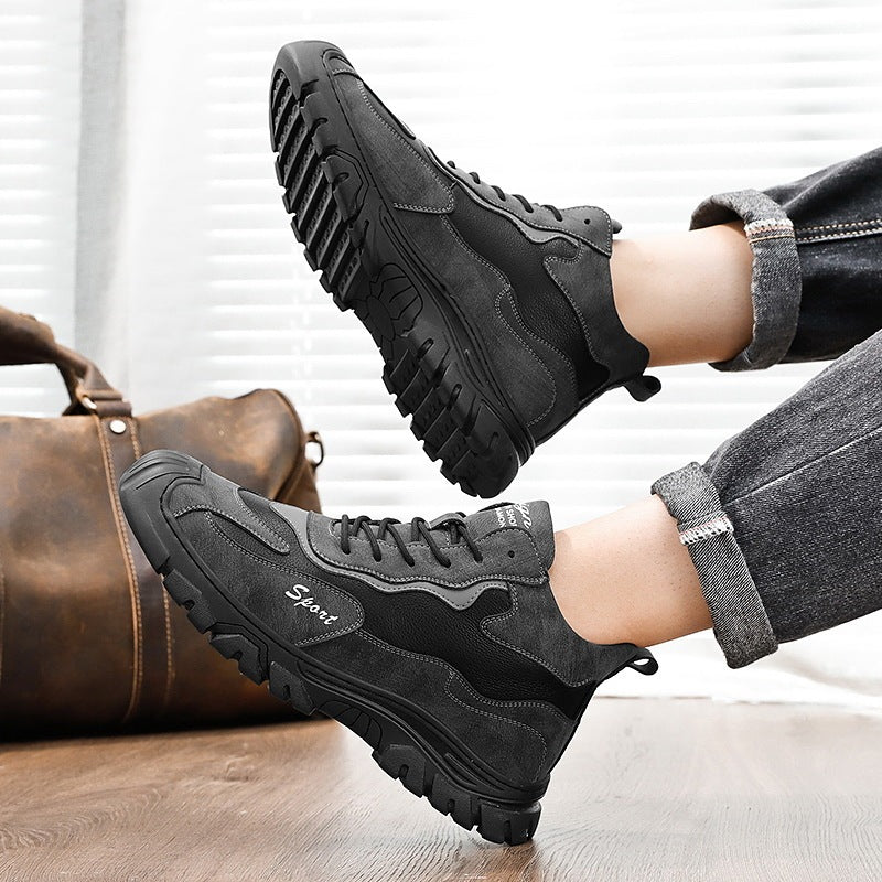 Men's Anti-skid Wear-resistant Sports High Top Shoes - Black Multiple Sizes