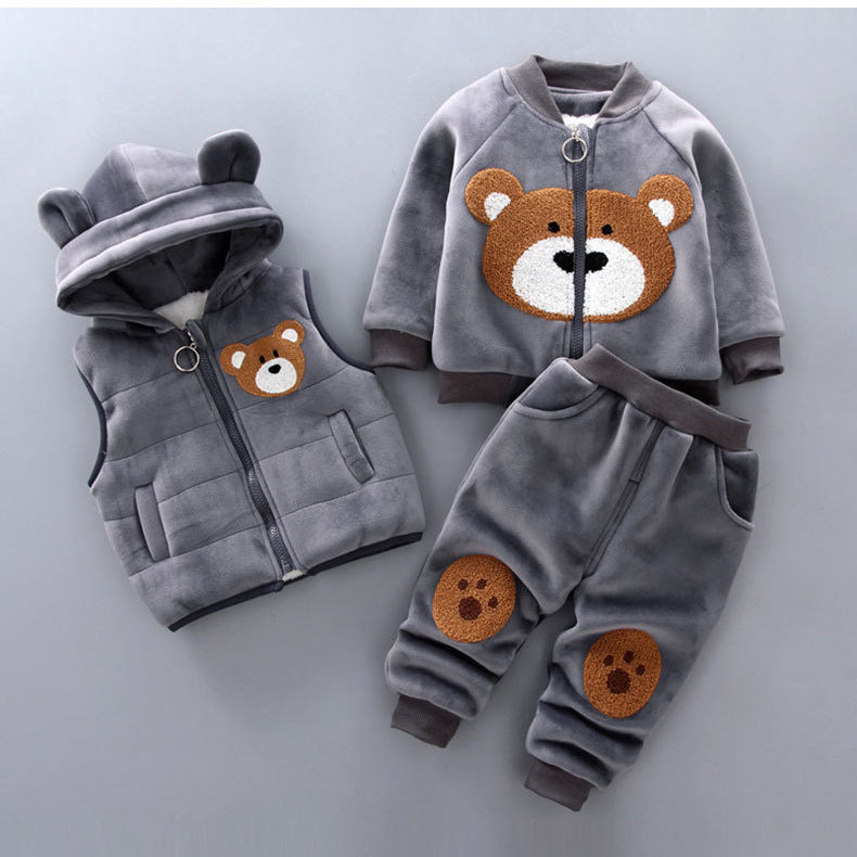 Adorable Baby Three-Piece Set - Cozy Top, Pants & Vest Outfit