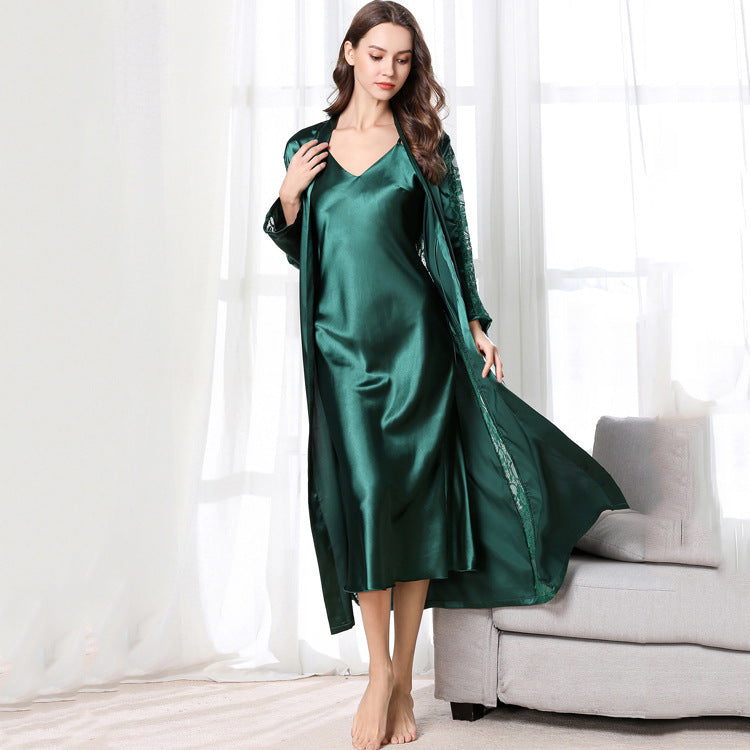 Ladies Silk Pajamas Hanging Skirt Nightgown Two-piece Set