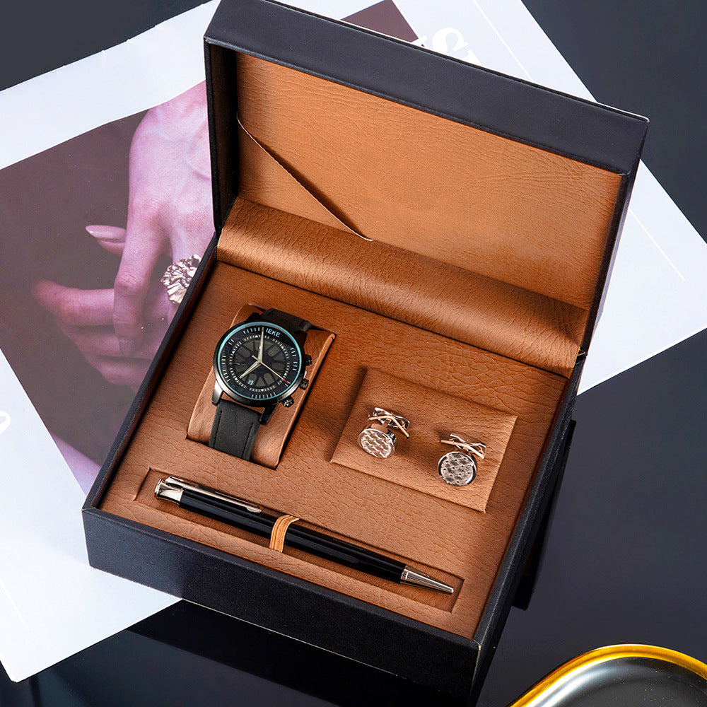 3-Piece Men's Watch Gift Set - Sports Retro Calendar