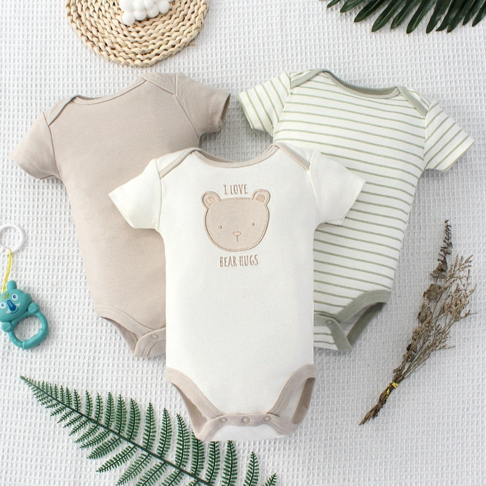 Baby Jumpsuit Fashion Three-Piece Set - Blue Giraffe Design