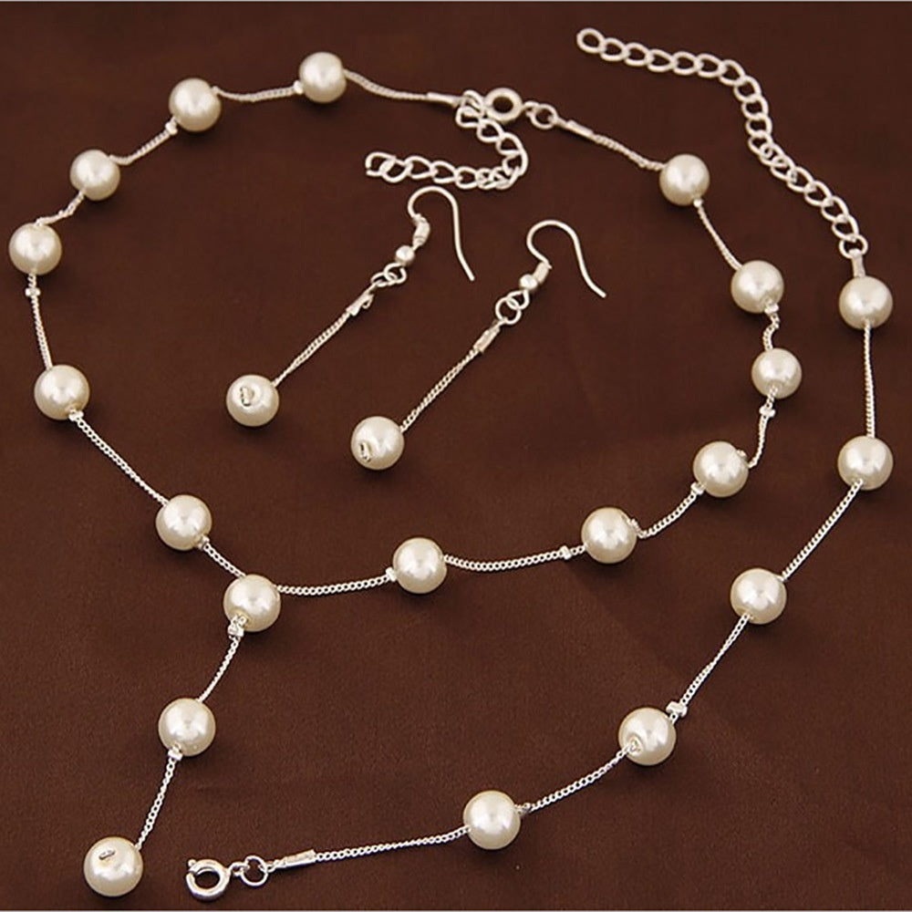 Women's Fashion Jewelry - Complete 2-piece Love Heart Necklace and Earrings Suite