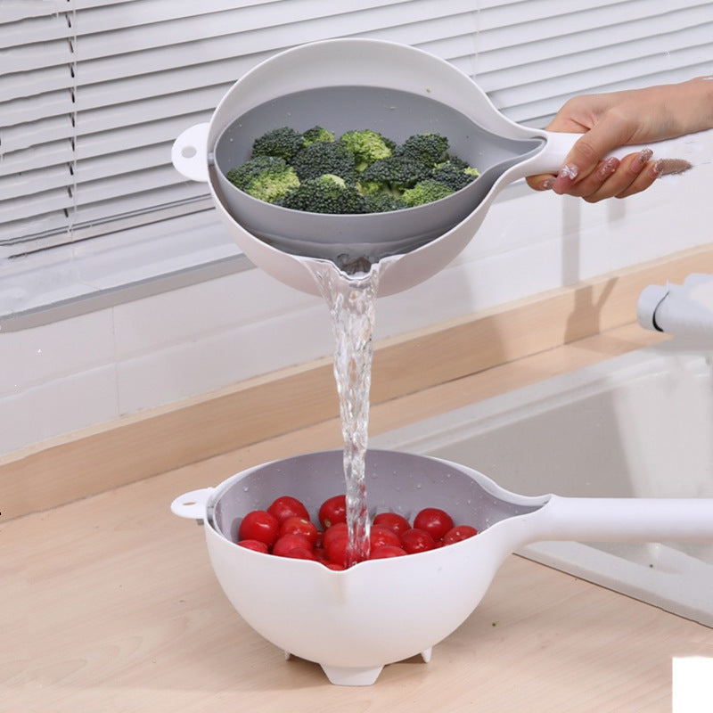 Double-layer Drain Basket Home Living Room Creative Kitchen Gadgets - Plastic 10×12.2×23cm 3 Colors