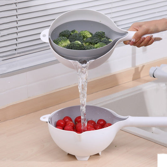 Double-layer Drain Basket Home Living Room Creative Kitchen Gadgets - Plastic 10×12.2×23cm 3 Colors