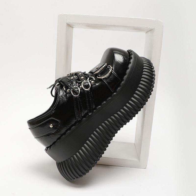 Platform Leather Shoes Women's Dark Japanese Style