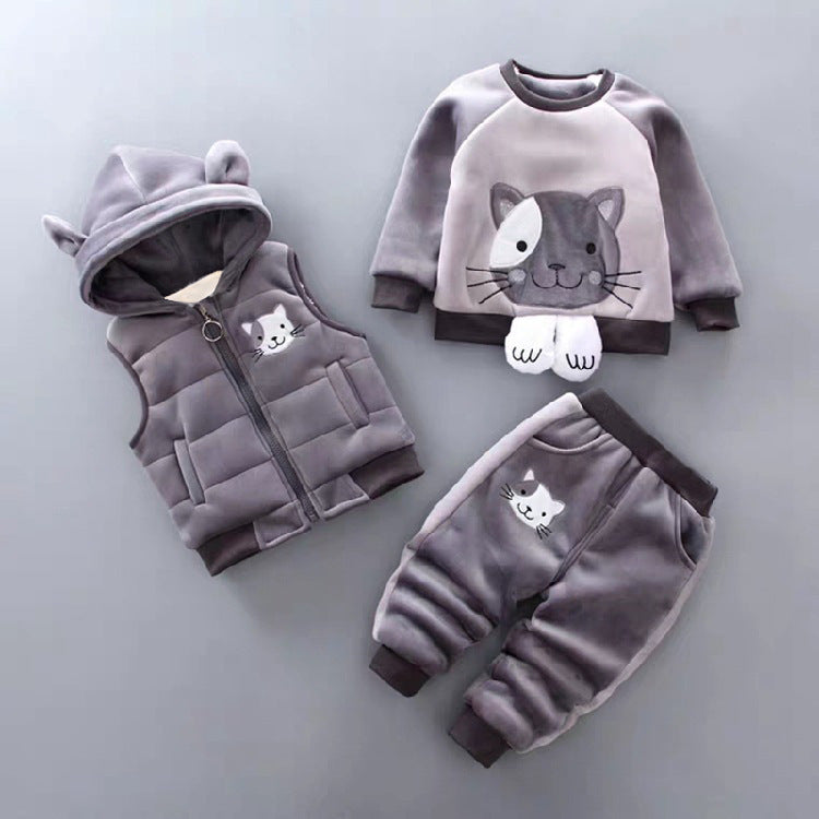 Adorable Baby Three-Piece Set - Cozy Top, Pants & Vest Outfit