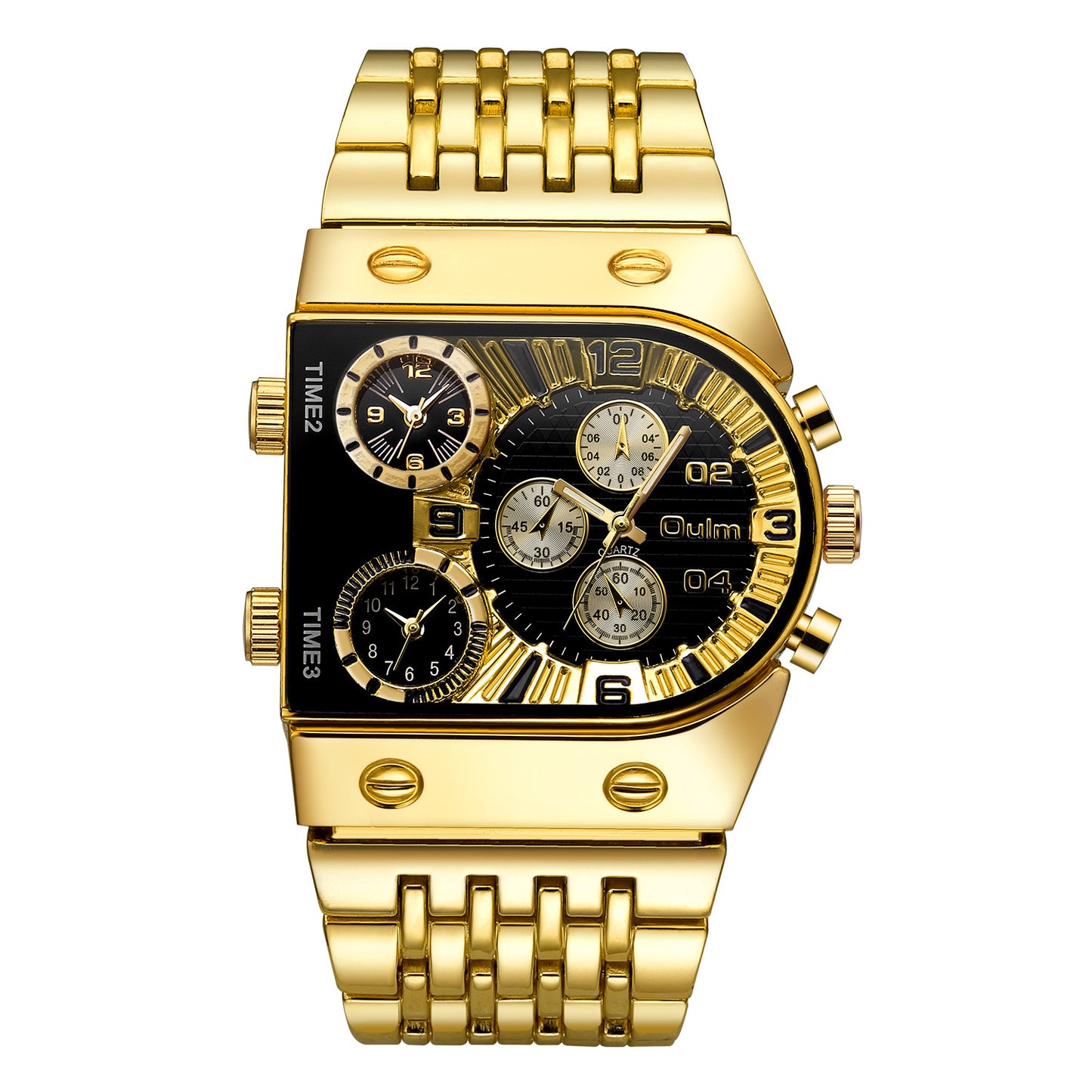 Men's Luminous Gold Steel Band Watch - Casual