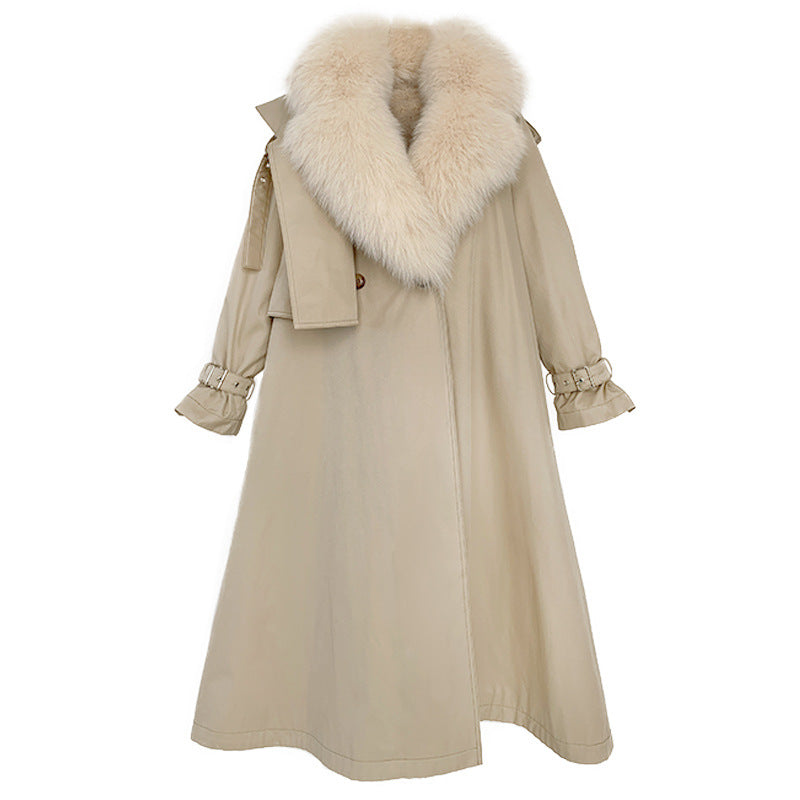 Beige coat with a fur collar on a white background by millivan