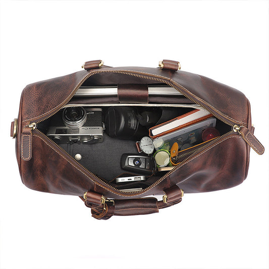 Vintage Distressed Cowhide Leather Duffle Bag