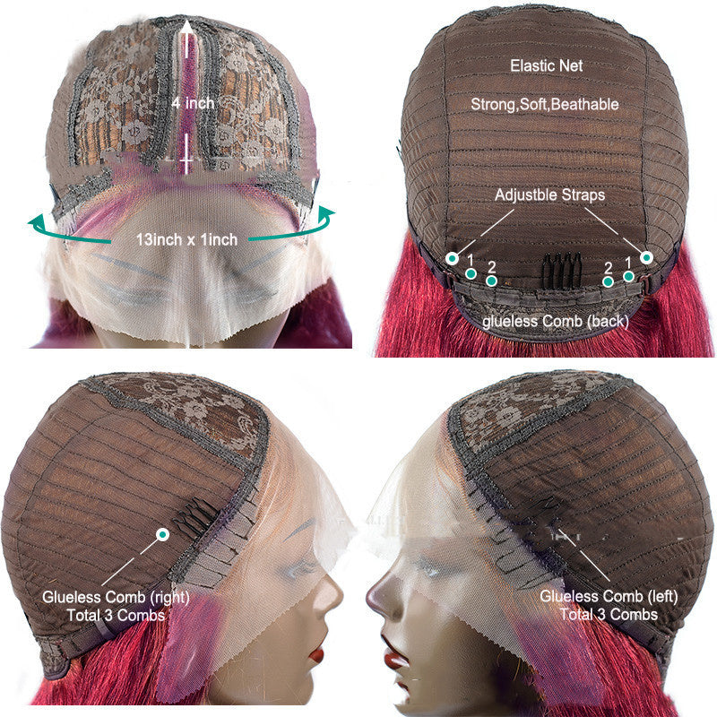 Wig with labeled parts on a white background