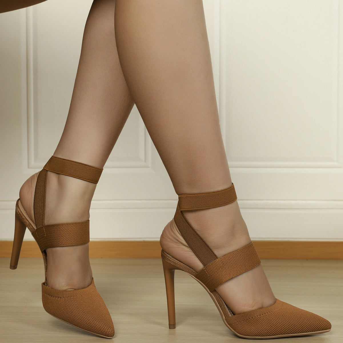 Women's Closed Toe High Heel Sandals - Adult Elastic Band Pointed Shoes