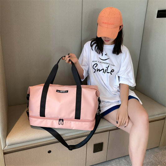 Large Capacity Waterproof Travel Duffle Bag - Women's Sports Gym Fitness Weekender with Shoe Compartment