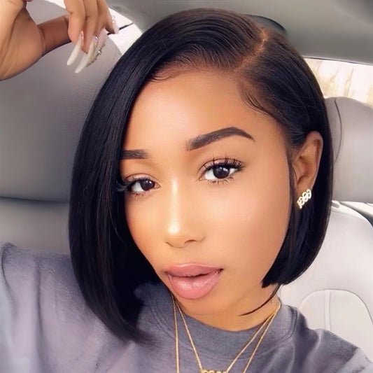Women's Side Points Full Head Wig - Black High Temperature Fiber Multiple Parting Options