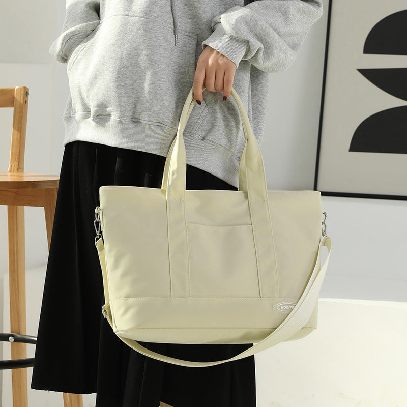 Large Capacity Korean Style Tote Bag - Trendy Solid Color Casual Shoulder Handbag for Women