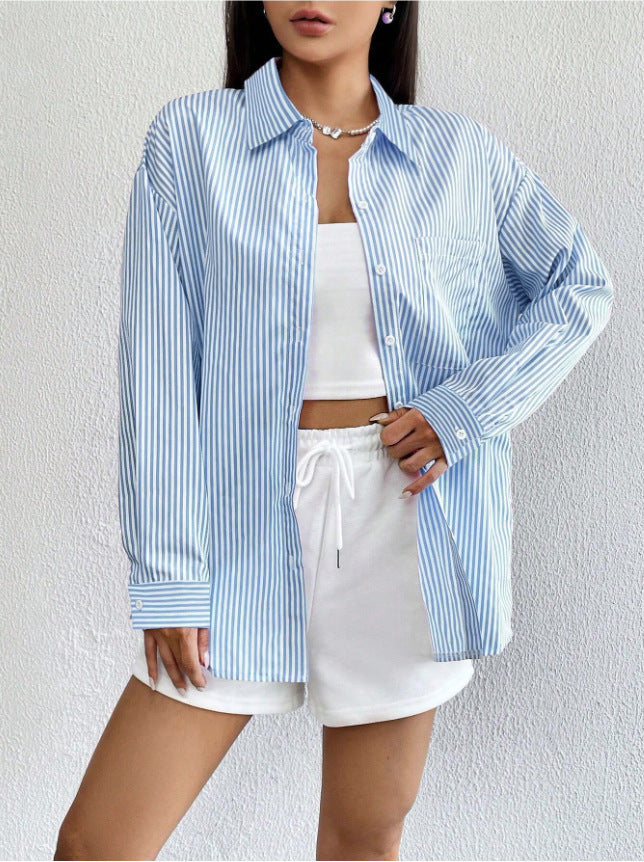 Cardigan Top Loose Casual Long Sleeves Shirt For Women