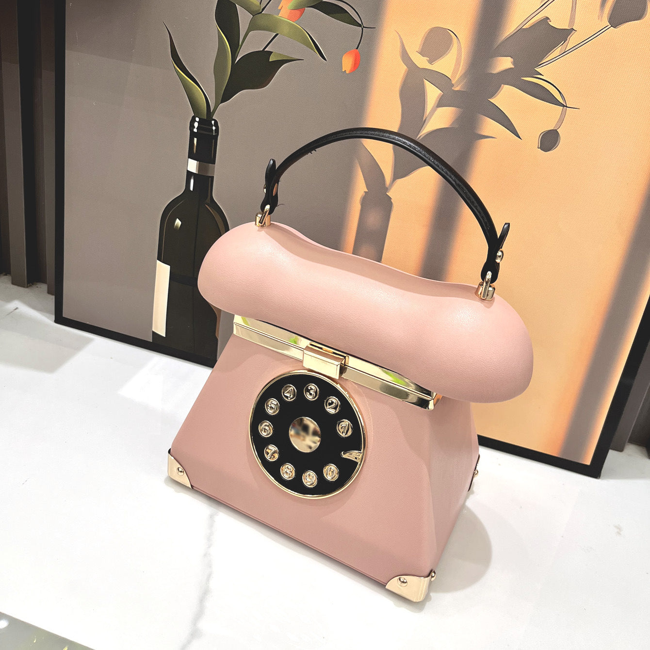 Women's Fashion Landline Phone-shaped Handbag - European American Retro PU Leather Multiple Colors