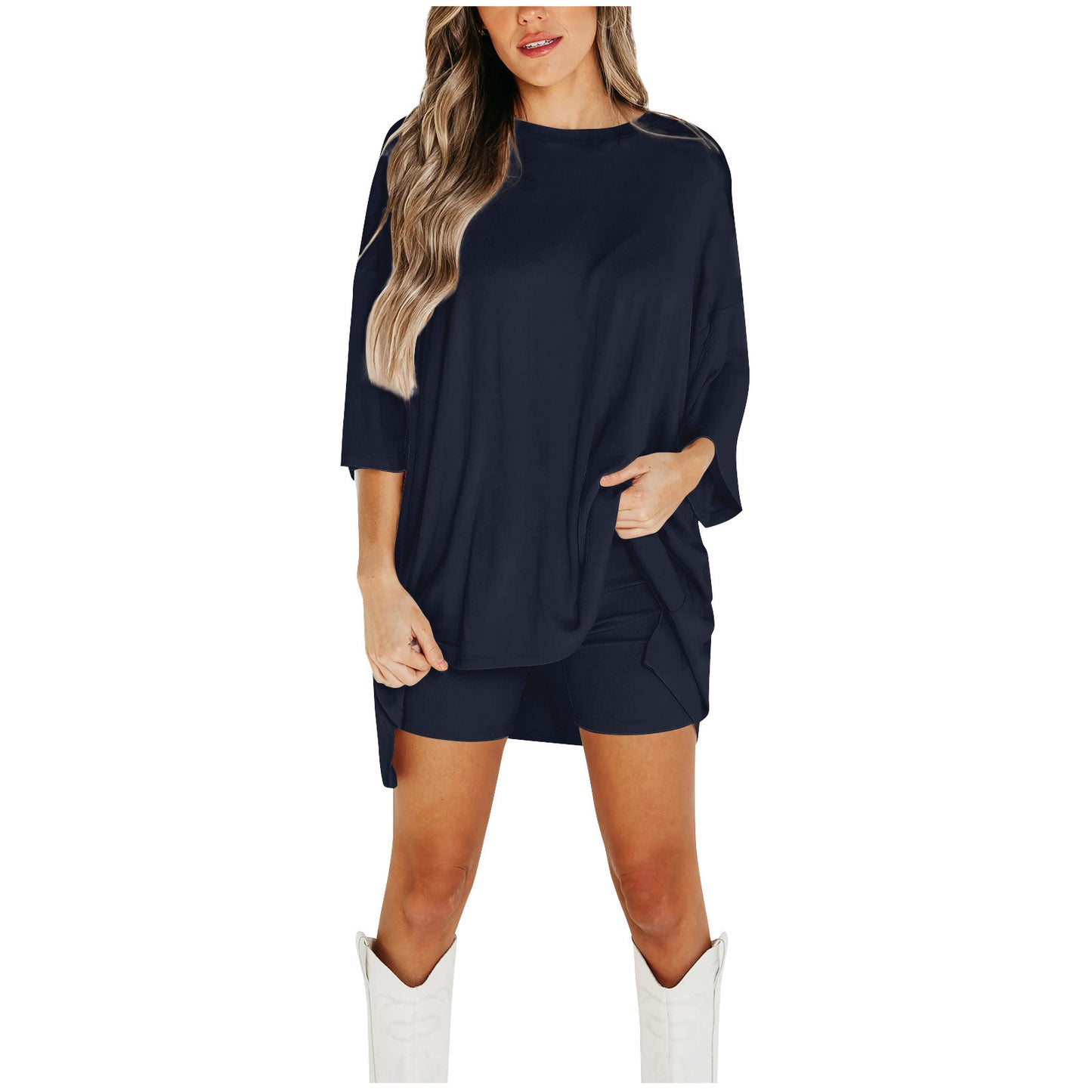 Women's Summer Shorts Suit - Wine Red T-shirt & Pants Set Multiple Sizes