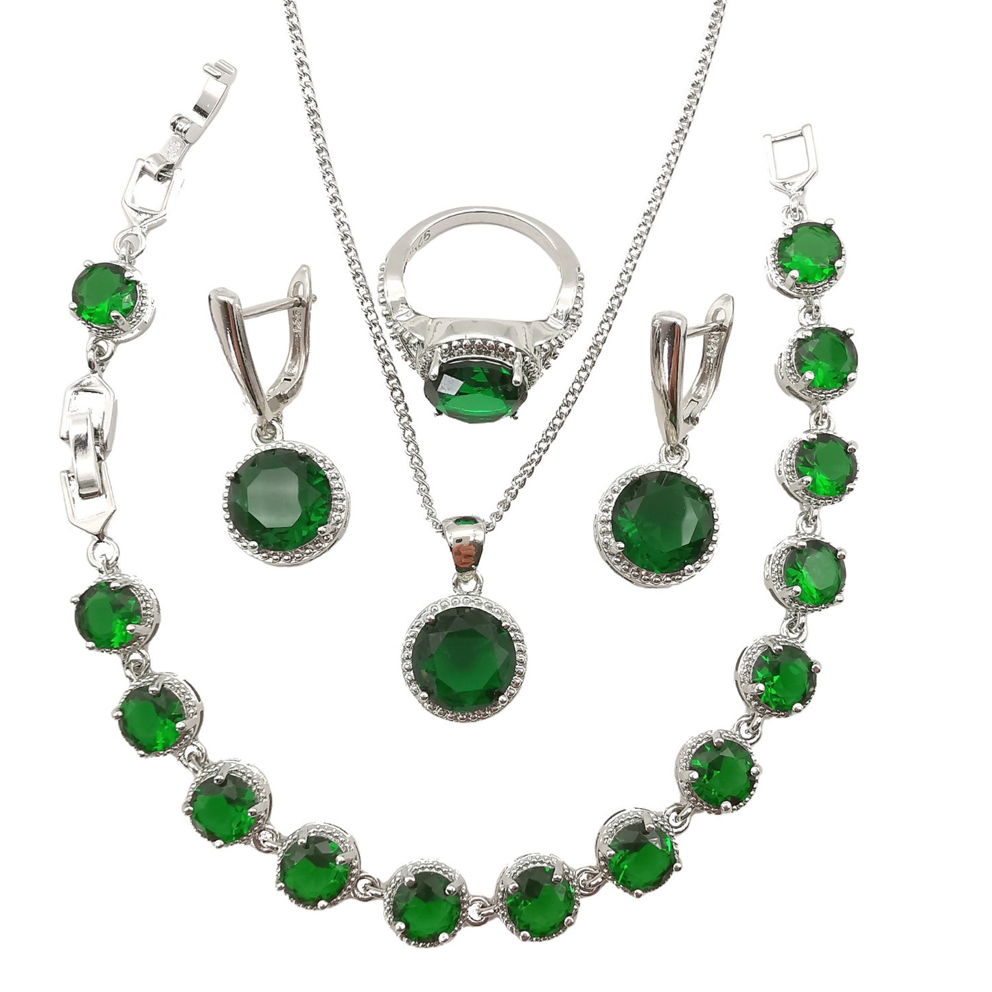 Women's Diamond Jewelry Set - Adult 4-Piece Blue Ring Set Size 10