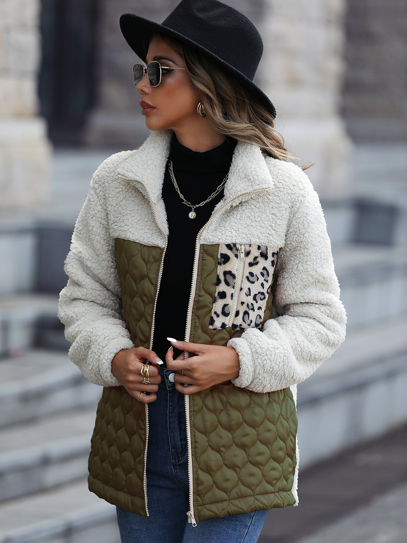European And American New Casual Plush Women's Loose Round Neck Coat