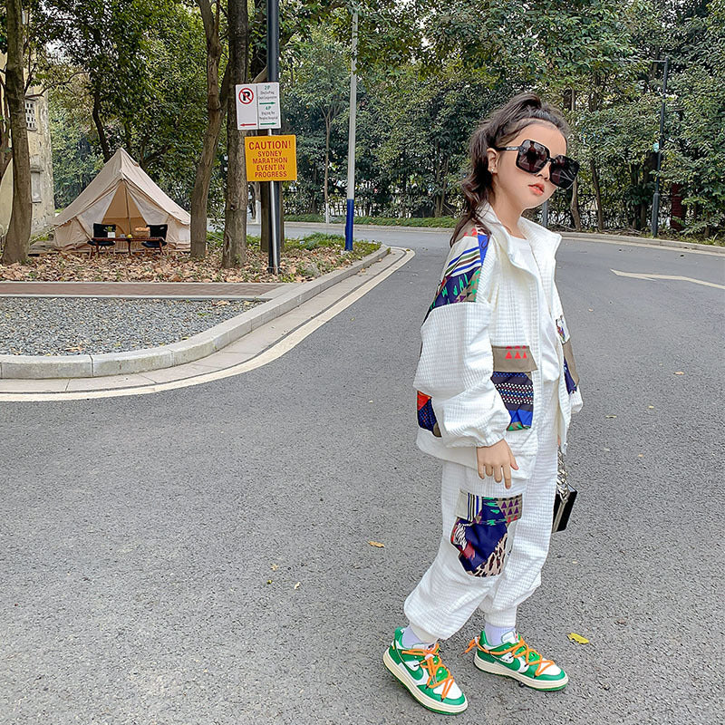 Girl Spring Casual Western Style Fashionable Two-piece Sports Suit