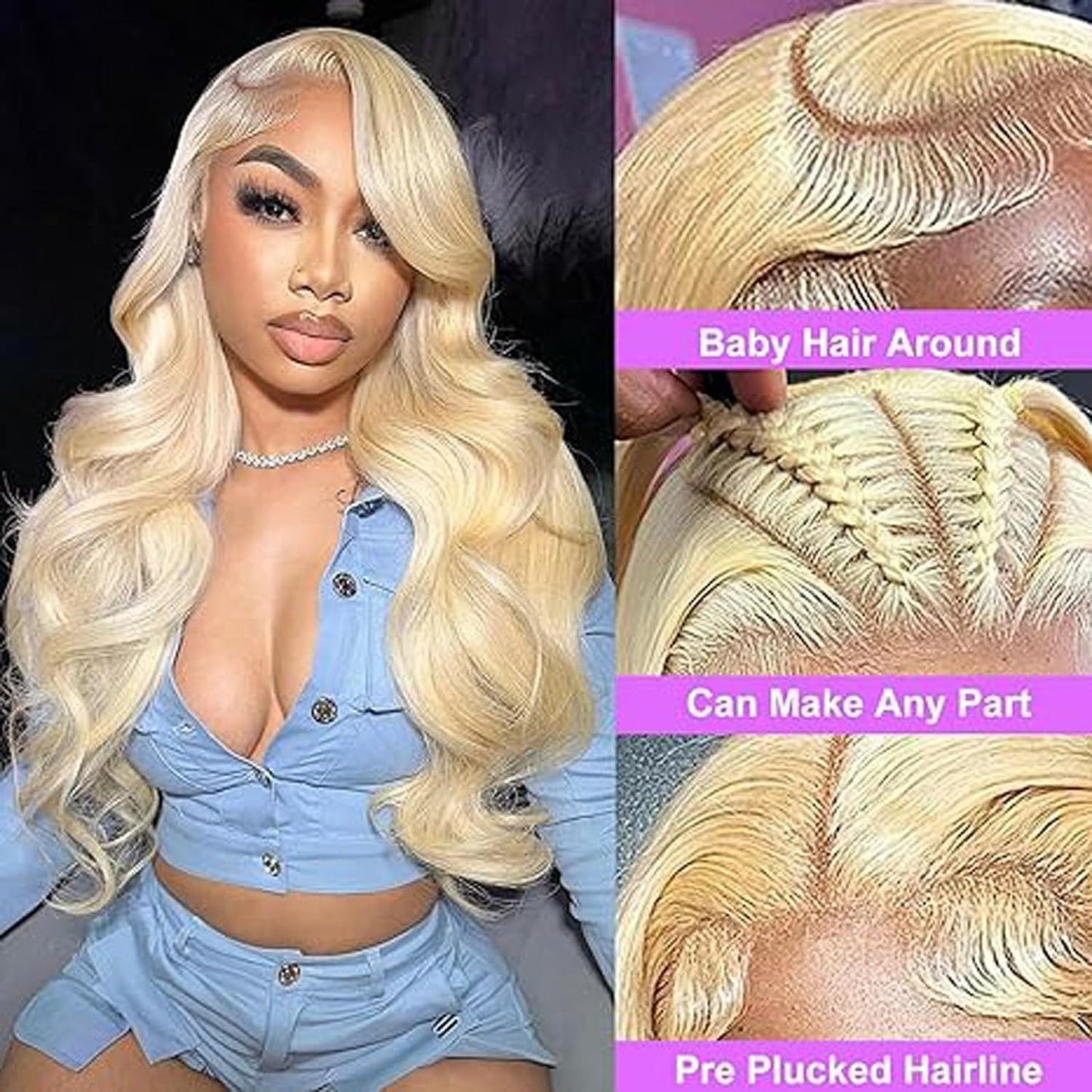 Women's European American Lace Front Wig - Synthetic Fiber Middle Parting Style