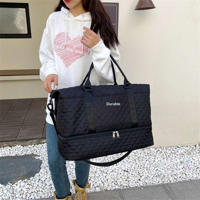 Quilted Embroidered Crossbody Travel Bag – Large Capacity Storage