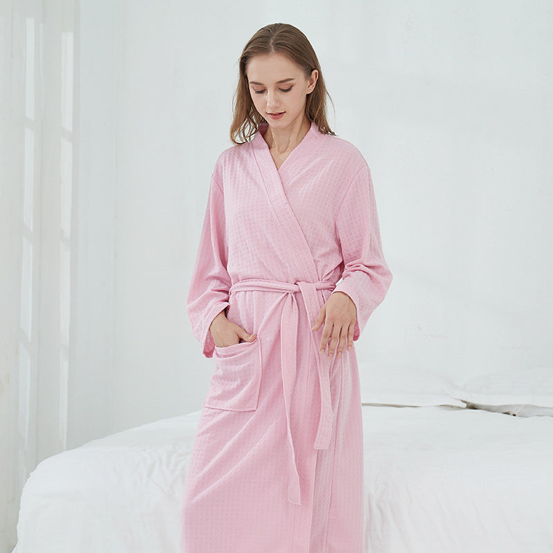 Unisex Couple Bathrobes - Rose Red Waffle Adult Women Men Loungewear Set Multiple Sizes