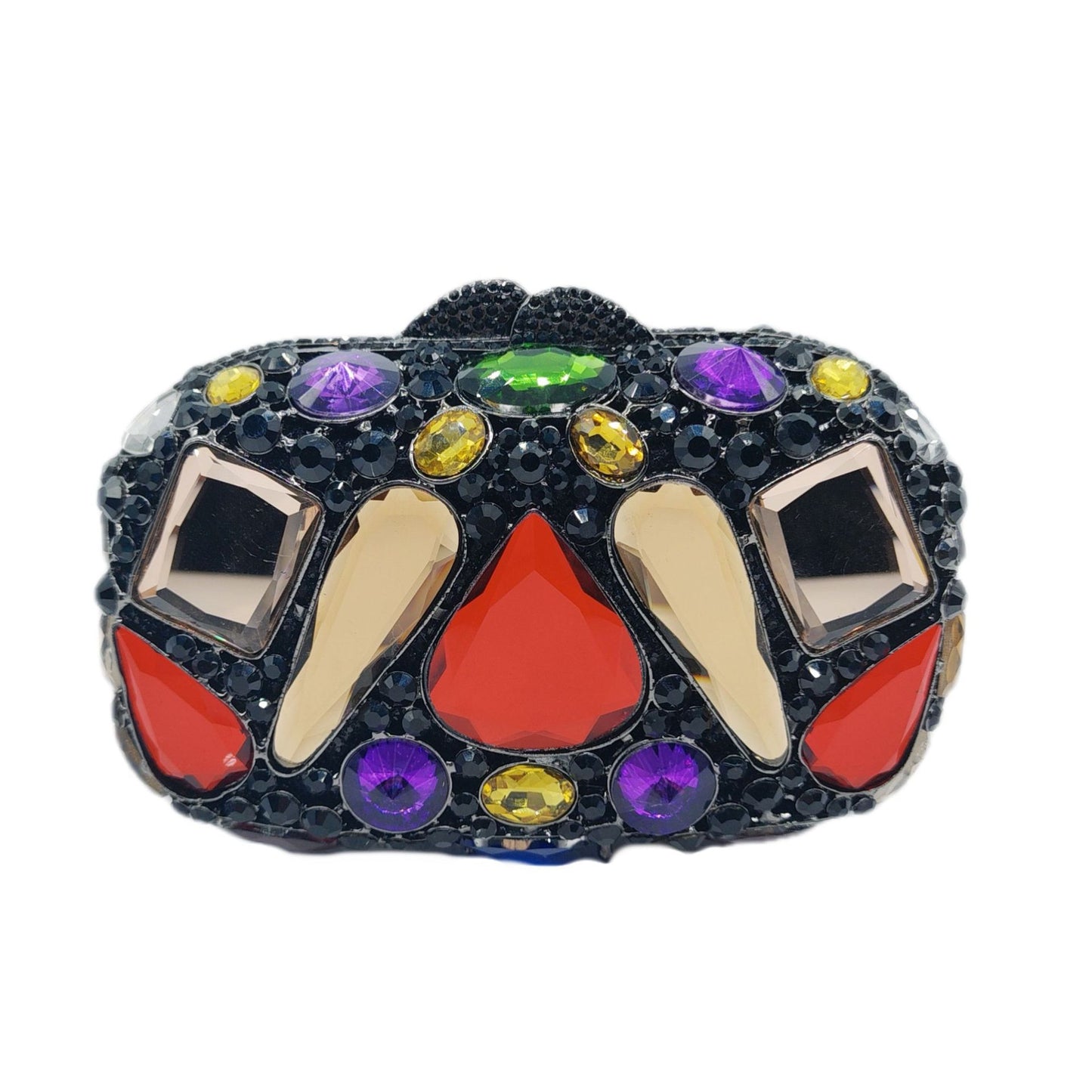 Multicolored gemstone ring with a white background