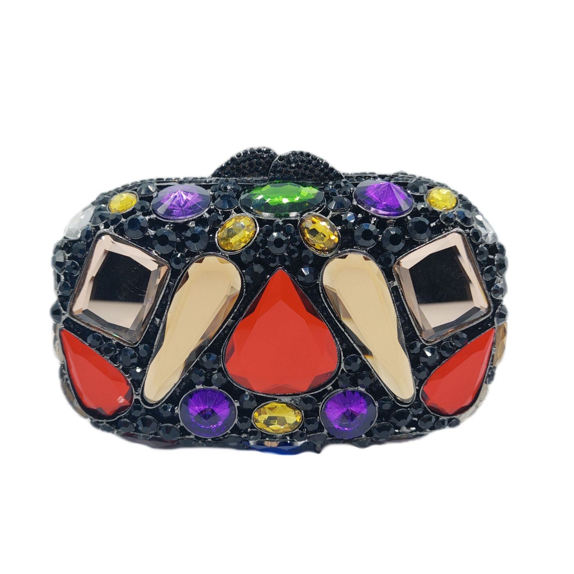 Multicolored gemstone ring with a white background
