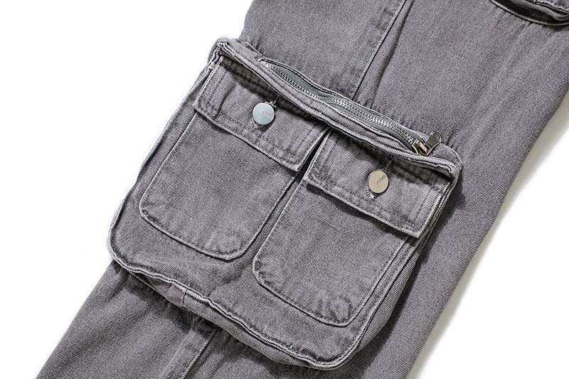 Women's Retro Hip Hop Multi-Pocket Cargo Pants | Black & Khaki | S–2XL