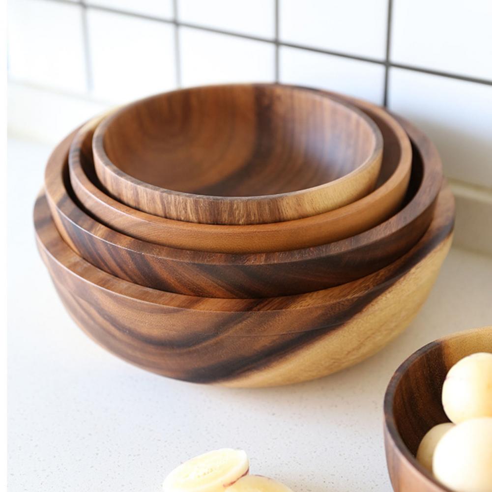 Natural Wooden Bowl - Handmade Salad & Fruit Bowl