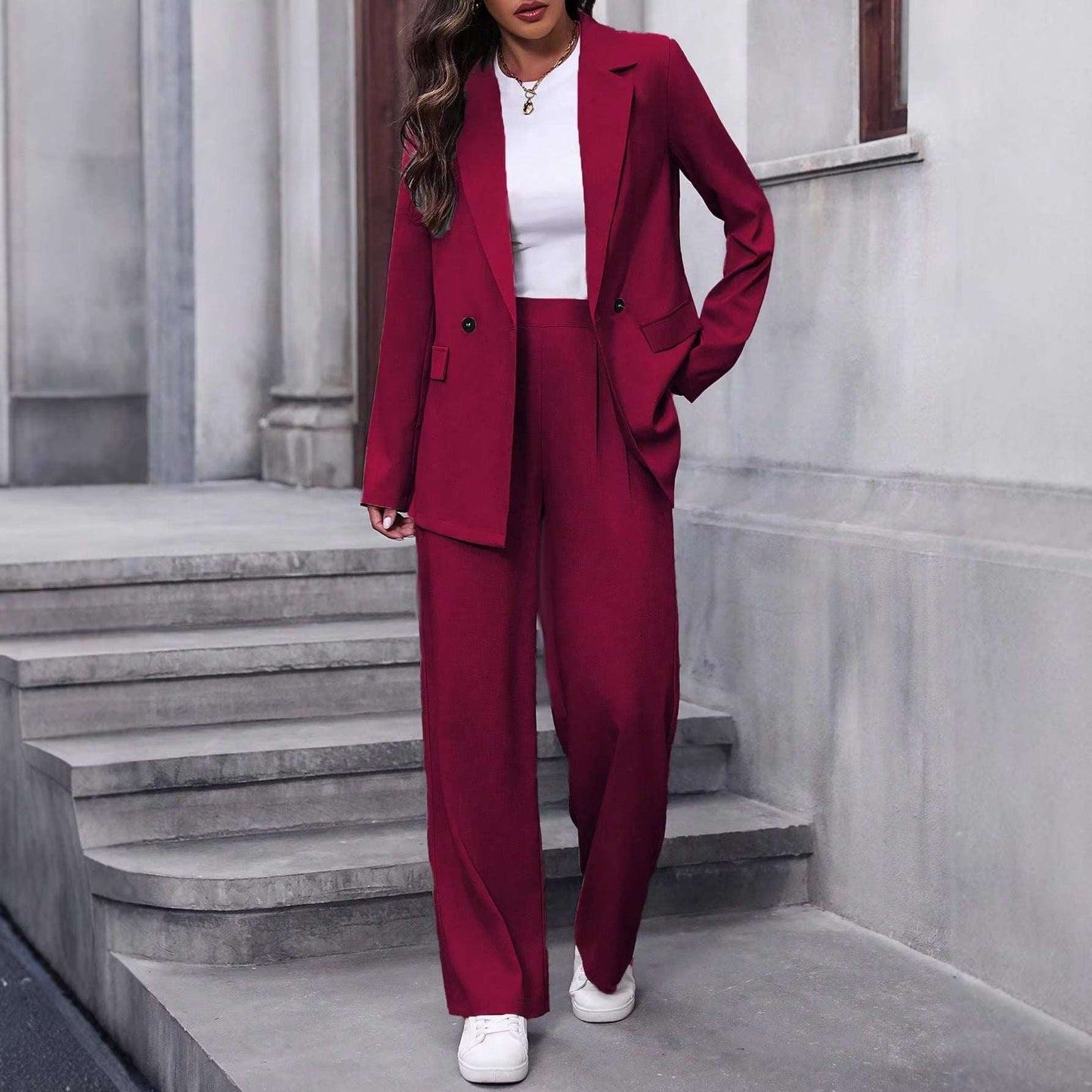 Women's Long-Sleeve Blazer & Trousers Suit Set | 10 Colours | S–XL