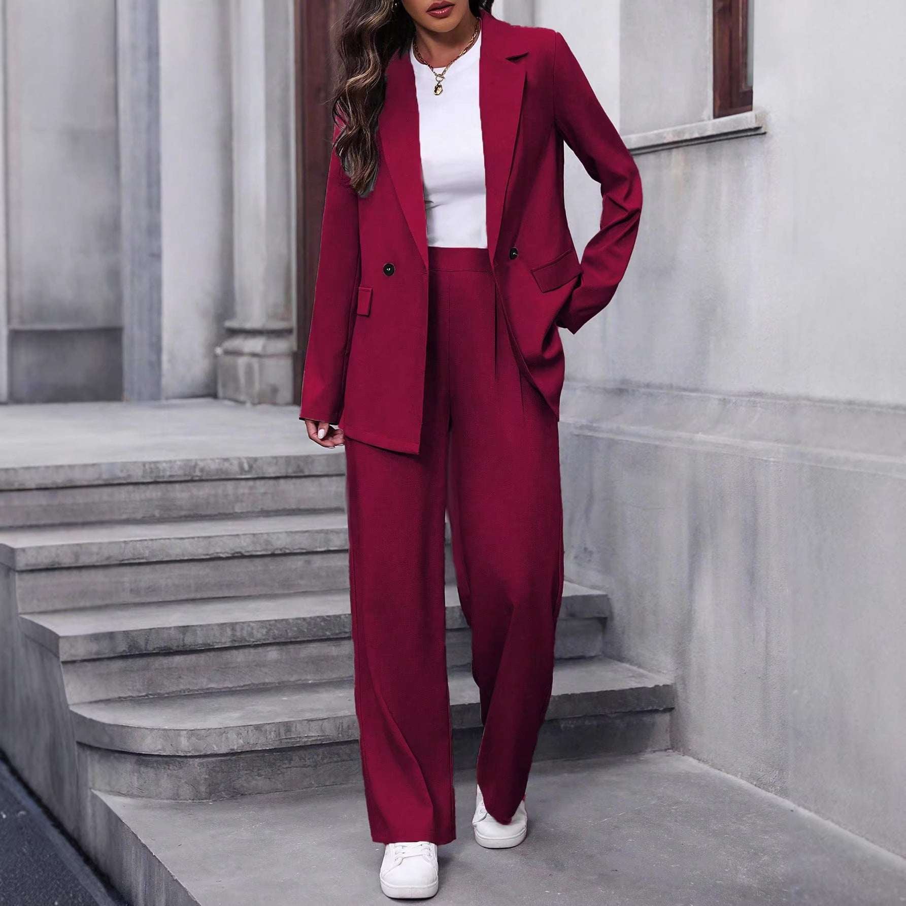 Women's Long-Sleeve Blazer & Trousers Suit Set | 10 Colours | S–XL