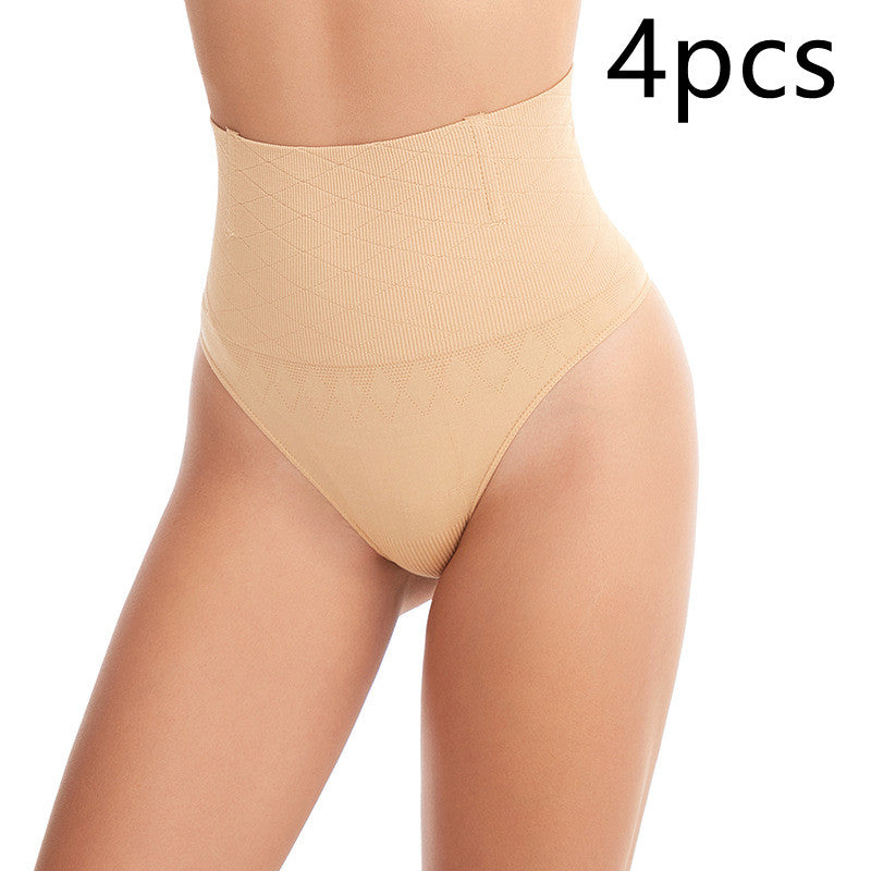 Beige shapewear with '4pcs' text on a white background