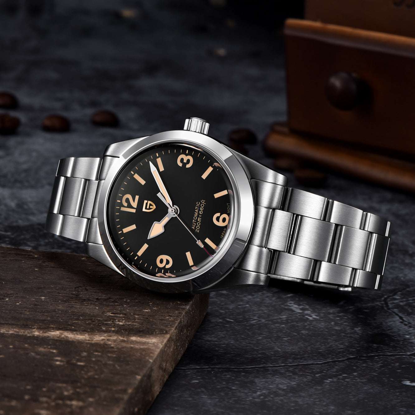 Men's Retro Automatic Mechanical Watch – NH35 Movement 200m Waterproof Stainless Steel Business Watch | Black