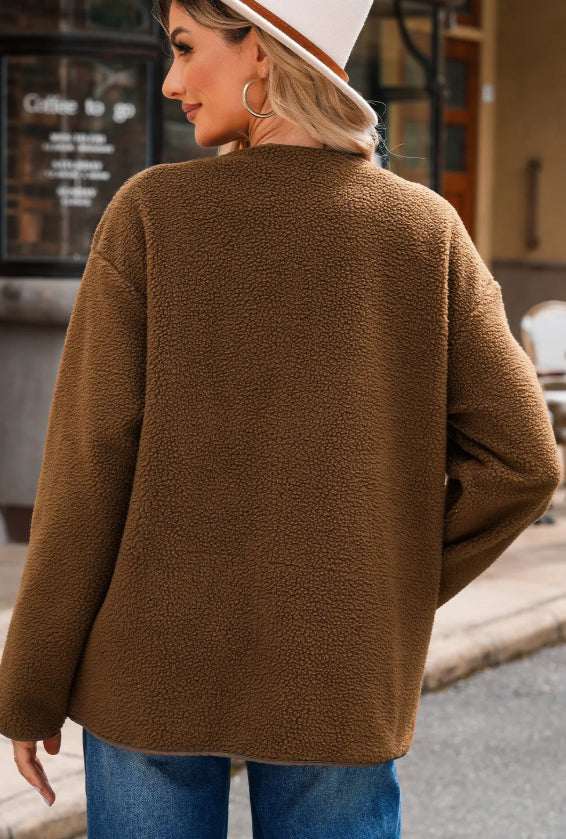 Toggle Button Teddy Coat | Apricot & Coffee | S–2XL